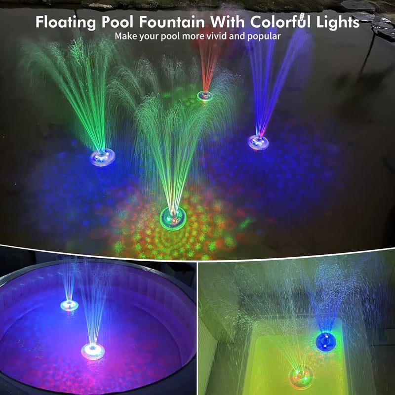 KingSom Floating Pool Fountain with Underwater Light Show, Floating Pond Fountain, 2 Spray Modes Waterfall Fountain, Waterproof Sprinkler Fountains for Inground Above Ground Pools - Image 5